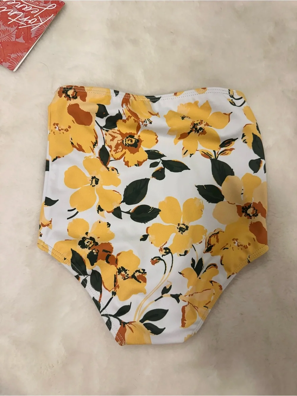 Kortni Jeane White Yellow Floral High-Waist swimsuit bottom size 4/5